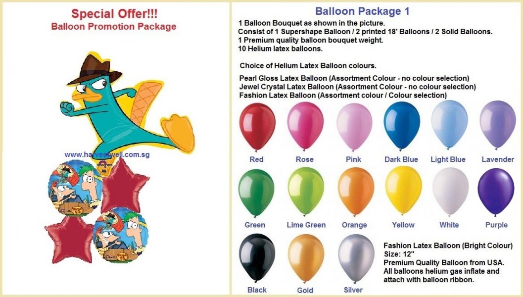 Phineas and Ferb Balloon Package Helium Balloons Delivery Everyday Party Shop In Singapore